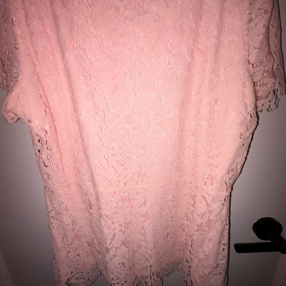 Isaac Mizrahi Pink Lace Short Sleeve Blouse - Picture 2 of 5